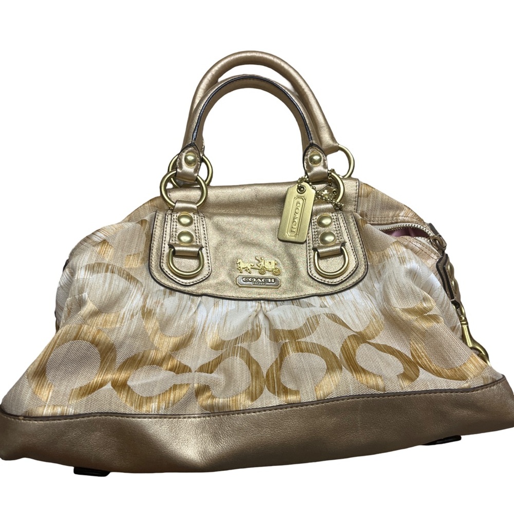 Coach Metallic Gold and Cream Satchel